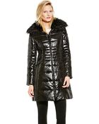 Vince Camuto Down Coat With Faux Fur Collar - Lyst