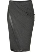Donna Karan New York Draped Skirt With Leather Trim - Lyst