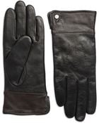 Lauren by Ralph Lauren Contrast Cuff Leather Gloves - Lyst