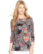Lauren by Ralph Lauren Paisley Boatneck Sweater - Lyst