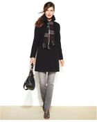 London Fog Petite Single-Breasted Wool-Blend Coat With Scarf - Lyst