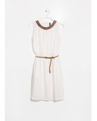 Mango Beaded Crepe Dress - Lyst