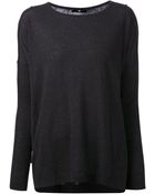 Jarbo Aubergine Wool Blend Crewneck Shape Shoulder Sweater - Lyst