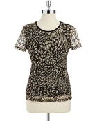 Anne Klein Leopard Print Textured Top - Lyst