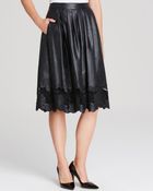 Adrianna Papell Faux Leather Pleated Skirt - Lyst