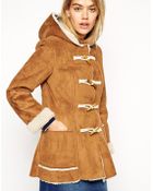 Asos Exclusive Faux Shearling Duffle Coat - Lyst