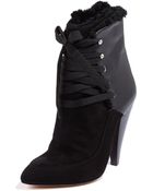 Iro Suede And Leather Shearling Lined Lace Up Boots - Lyst