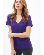 Forever 21 Heathered V-Neck Tee - Lyst