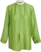 Dosa Taped Collar Silk Tunic Shirt - Lyst