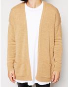 Asos Longline Cardigan in Brushed Texture - Lyst