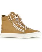 Giuseppe Zanotti Hightop Brown Leather Mens Sneaker - Lyst