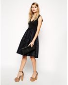 Asos Bonded Skater Dress With Embellished Texture Skirt - Lyst