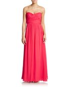 Aidan Mattox Draped Silk Chiffon Sweetheart Gown - Lyst