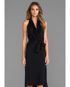 Halston Heritage Halter Cowl Neck Dress - Lyst