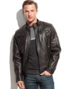 Calvin Klein Leather Moto Jacket - Lyst