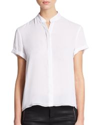 Alice + Olivia Chloe Rolled Sleeve Blouse - Lyst