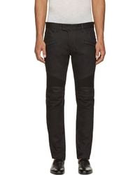 Balmain Black Raw Denim Biker Jeans - Lyst