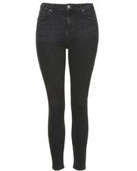 Topshop Moto Washed Black Ecru Jamie Jeans - Lyst
