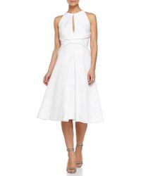 J. Mendel Cutout-Back Dot Jacquard A-Line Dress - Lyst