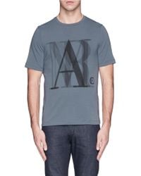 Armani Abstract Logo Print Cotton T-Shirt - Lyst