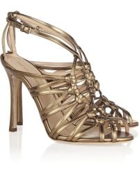 Sergio Rossi Metallic Leather Sandals - Lyst