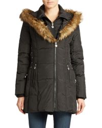 Betsey Johnson Hooded Puffer Coat - Lyst