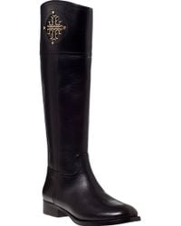 Tory Burch Kiernan Riding Boot Black Leather - Lyst