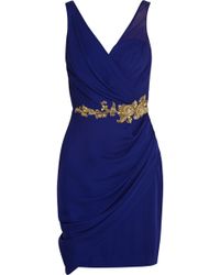 Notte By Marchesa Embellished Silk-Chiffon Mini Dress - Lyst