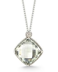 David Yurman Pre-Owned: Sterling Silver Prasolite Cushion On Point And Diamond Necklace - Lyst