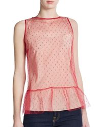 RED Valentino Swiss Dot Button-Back Blouse - Lyst