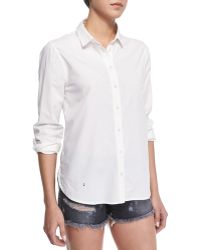 J Brand Venice Knit Cotton-Blend Blouse - Lyst