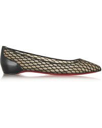 Christian Louboutin Pigaresille Leather-Trimmed Mesh Point-Toe Flats - Lyst