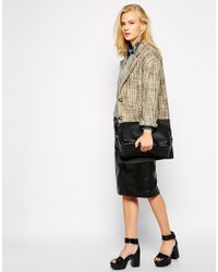 Helene Berman Colour Block Collar Revere Coat - Lyst