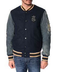 diesel blue denim varsity jacket