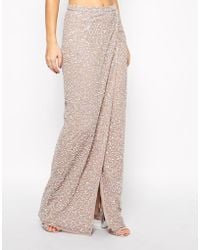 Asos Maxi Skirt In Sequins With Wrap Front - Lyst