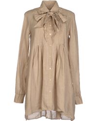 Topshop Lace Ruffle Front Shirt in Beige (cream) | Lyst