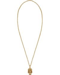 Alexander McQueen Gold And Crystal Liberty Spike Skull Necklace - Lyst