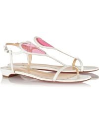 Christian Louboutin Cora Pvc-Paneled Patent-Leather Sandals - Lyst