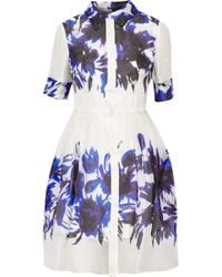 Milly Printed Silk-Organza Shirt Dress - Lyst