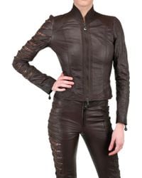 Sonia Villa Slit Arm Leather Jacket - Lyst