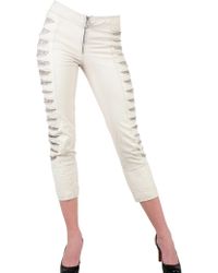 Sonia Villa Slit Leg Leather Trousers - Lyst