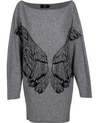 Lublu Wing Detail Wool Dress - Lyst