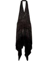 Max Azria Crystal-embellished Silk Halterneck Dress - Lyst