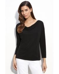 St. John Evening Cowl Neck Matte Jersey Top - Lyst