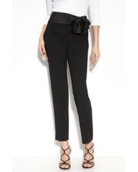 St. John Evening Satin Waist Marocain Crepe Pants - Lyst