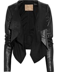 Max Azria Cotton-paneled Leather Jacket - Lyst