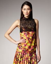 Peter Som Totem Print Crepe De Chine Blouse - Lyst