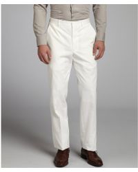 Joseph Abboud White Cotton Straight Leg Trousers - Lyst