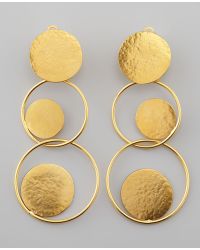 Herve Van Der Straeten Hammered Gold Circle Drop Earrings - Lyst