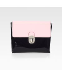 Celine Bicolored Solo Pouch Leather Clutch in Pink (pink/rust) | Lyst